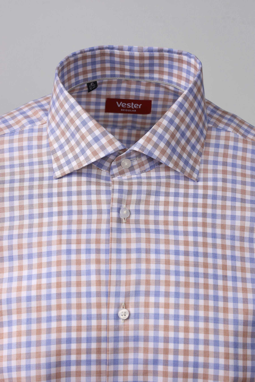 Сорочка мужская VESTER длинный рукав, в клетку, хлопок/лиоцелл 55641 07