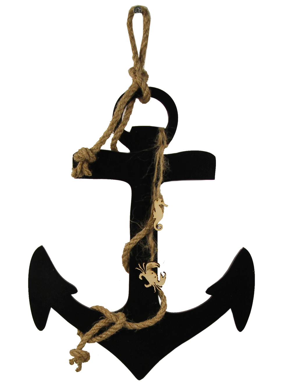 Декор дома и интерьера "Якорь с канатом", 33*29 см, синий