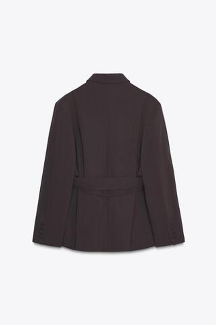 ZARA БЛЕЙЗЕР С ПОЯСОМ, ТЕМНО-БОРДОВЫЙ
