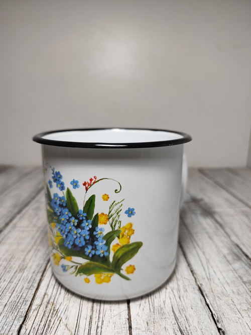 Кружка 1 л эмаль с рисунком Мимоза 0107/4