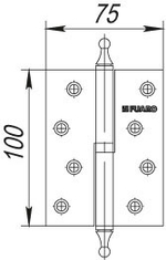Петля съемная 410/BL-4 100x75x2,5 SB left (мат. золото) левая БЛИСТЕР