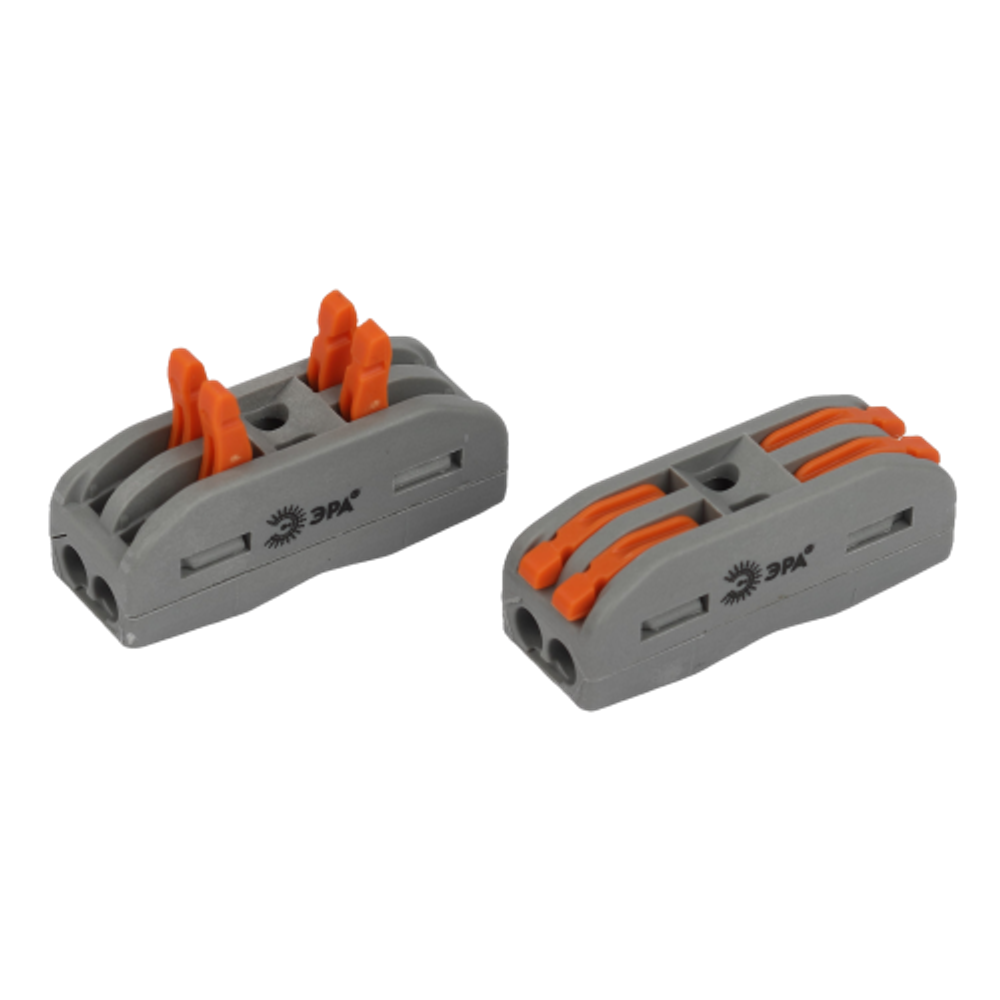 Клемма ЭРА NO-225-449 проходная 222-2412 с рычагами 2 полюса 0.08-2.5/4 мм2 (упаковка 2 шт.)