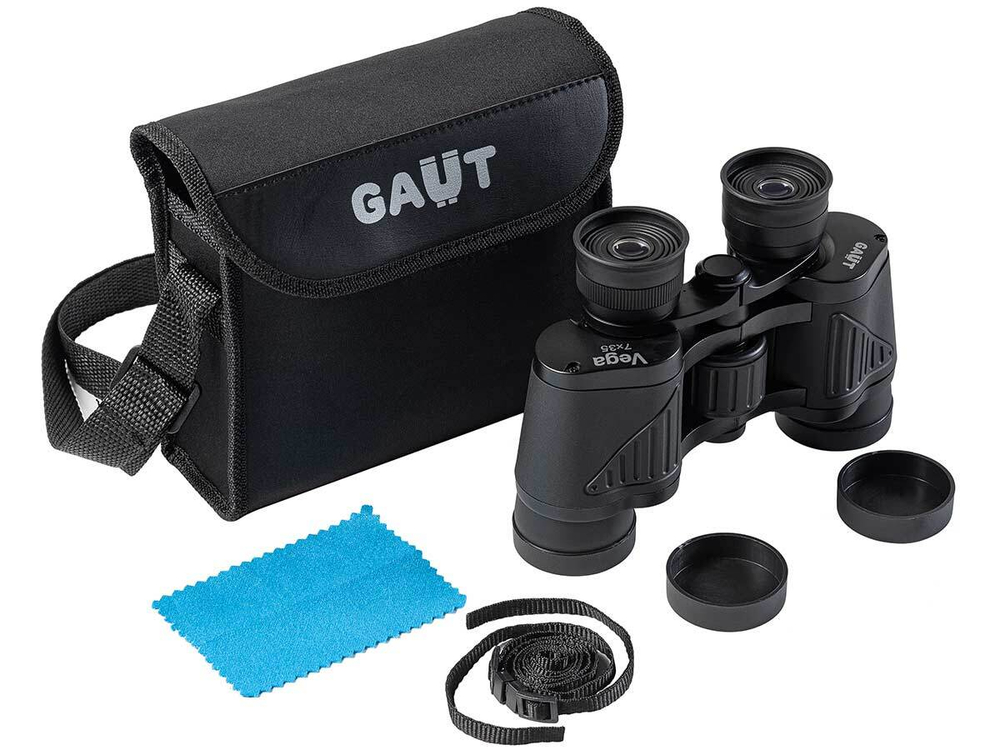 Бинокль GAUT Vega 7x35, Porro-призмы BK7, цвет чёрный, 640г