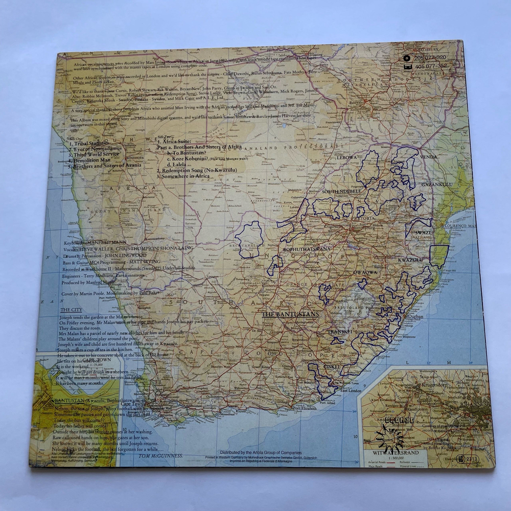 Винтажная виниловая пластинка LP Manfred Mann's Earth Band, Somewhere In Afrika (Германия 1982) Eyes Of Nostradamus