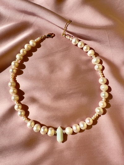 Ожерелье Мечта  из жемчуга и амазонита