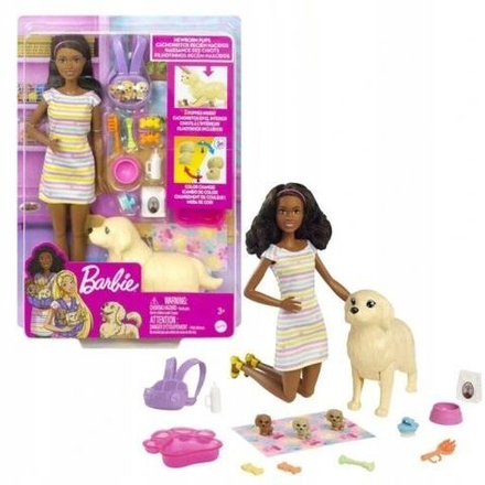 Кукла Mattel Barbie - Игровой набор Кукла и новорожденные щенки + аксессуары - Барби HCK76