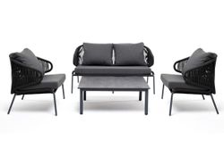 "Милан" лаунж-зона 4-местная плетеная из роупа (веревки), каркас алюминиевый темно-серый, роуп темно-серый