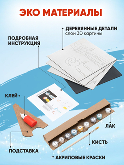 3D картина по номерам Рик и Морти,SamGraft, раскраска подарочный набор для творчества, многослойное панно из дерева для раскрашивания и сборки