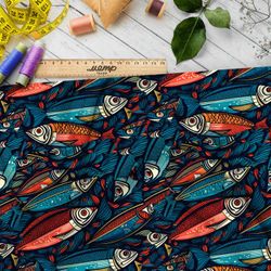 Ткань премиум флис фантазийные рыбы