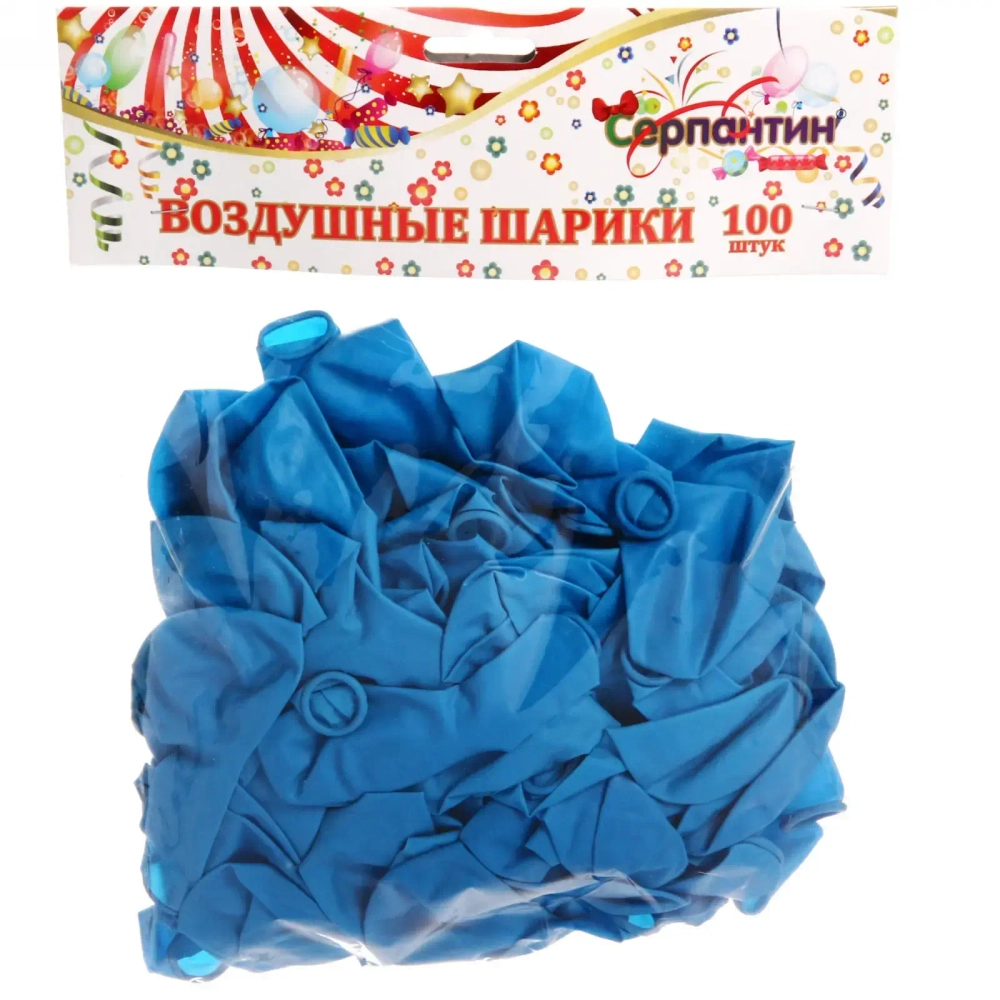 Воздушные шары 100 шт, 10»/25см Вольный ветер (голубой)