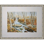 Картина авторская акварельная в паспарту 30х40 см на стену для интерьера "Водопад на Белке"