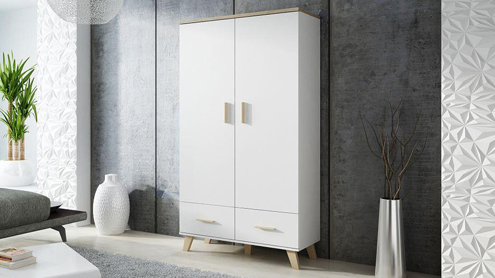 Шкаф Мелания 22 Белый 101/ Клен 375 110*55*190 см, Белый 101/Клен 375   Фиеста