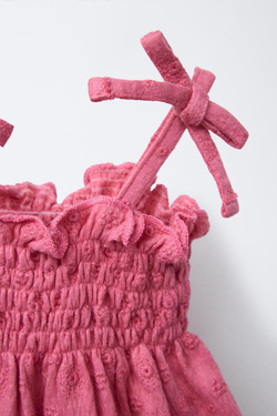 ZARA БОДИ С ВЫШИВКОЙ В ЦВЕТОЧЕК, РОЗОВЫЙ