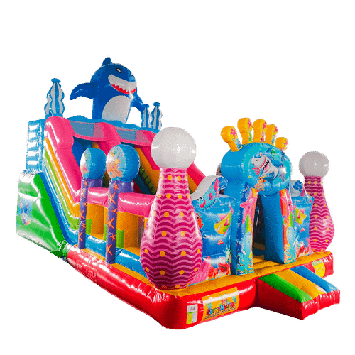 Коммерческий надувной батут с горкой «В гостях у моря», 8*5*5 м