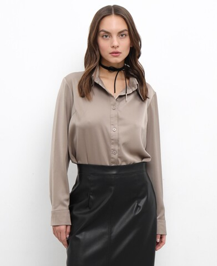 Рубашка атласная, цвет бежевый