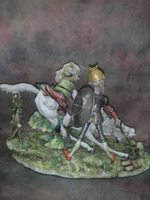 Статуэтка. Фарфор. Дон Кихот и Санчо Панса. Capodimonte. Италия