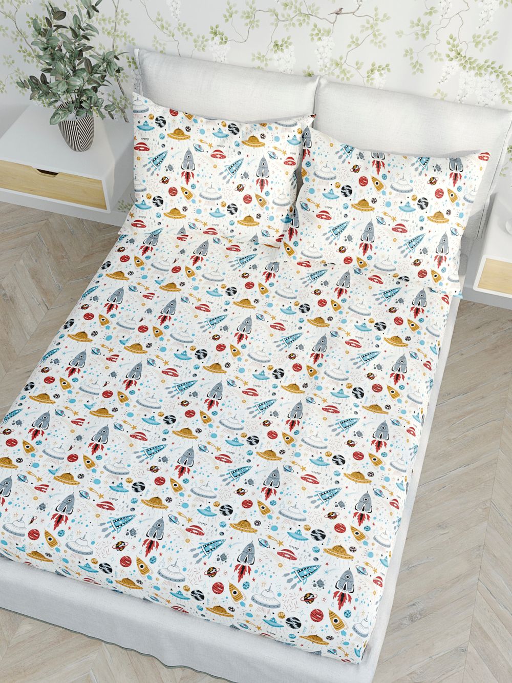 Простынь на резинке Сказка "Alien" 90х200 см,бязь