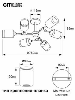 Citilux Эрик CL136165 Люстра потолочная Чёрная