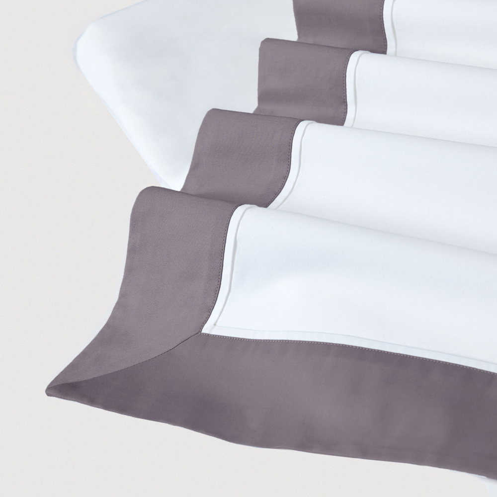 Постельное белье 2 спальное евро Сlaire&Caroll Frame белое с темно-серым