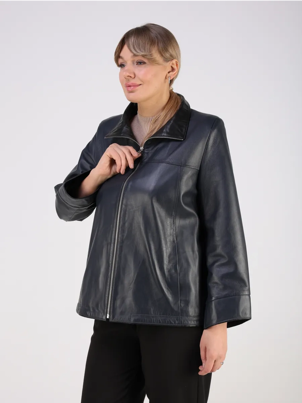 Кожаная куртка демисезонная натуральная оверсайз