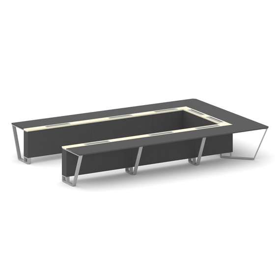 Steel Meet Стол переговорный П-образный KMK-PR.B.SP-15P Антрацит/Ваниль Глянец/Металл Серый 4800*320