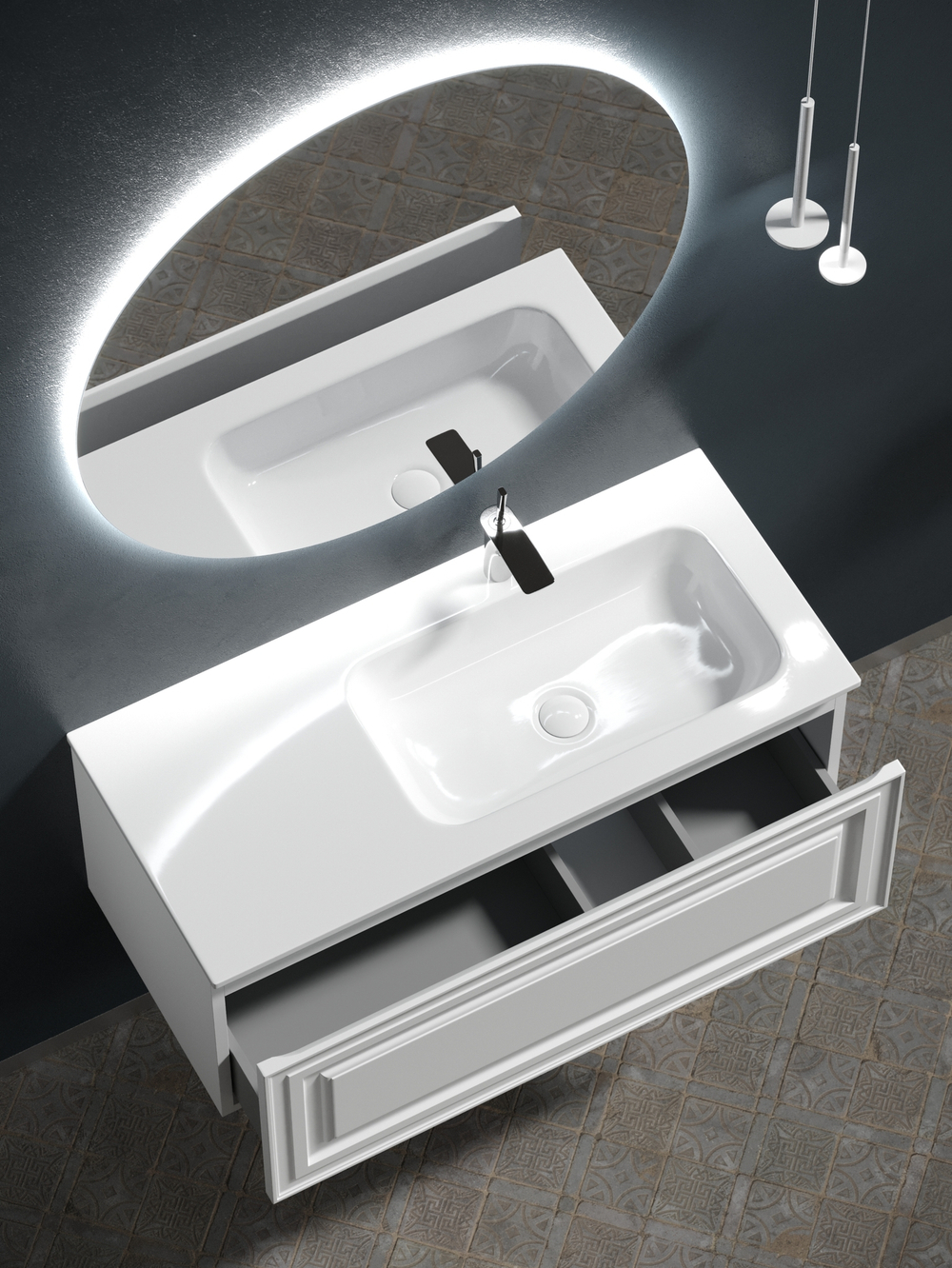 Тумба с раковиной Sancos Very 100 см VR100RW правая, bianco