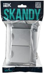 SKANDY Розетка 2-местная и крышкой 16А в сборе IP44 SK-R12S серебряный IEK