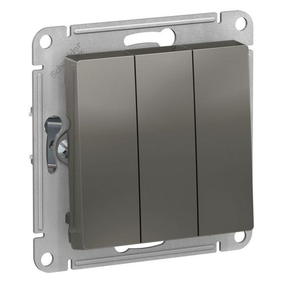 Выключатель трехклавишный Schneider Electric AtlasDesign 10A 250V сталь ATN000931