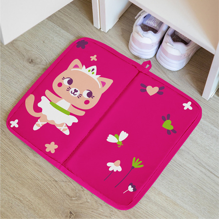Коврик в садик для переобувания 30х36 см, Кошечка балерина (фуксия)