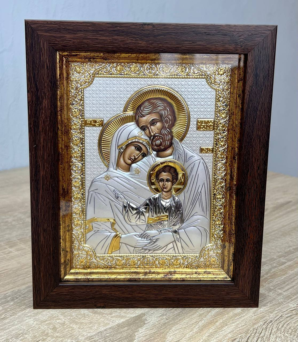 Святое Семейство, икона прямоугольная в рамке под стеклом, красное дерево, 232х280