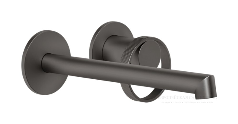 Смеситель для раковины Gessi Anello, настенный, длинный излив, встраиваемый, цвет Black Metal Brushed PVD