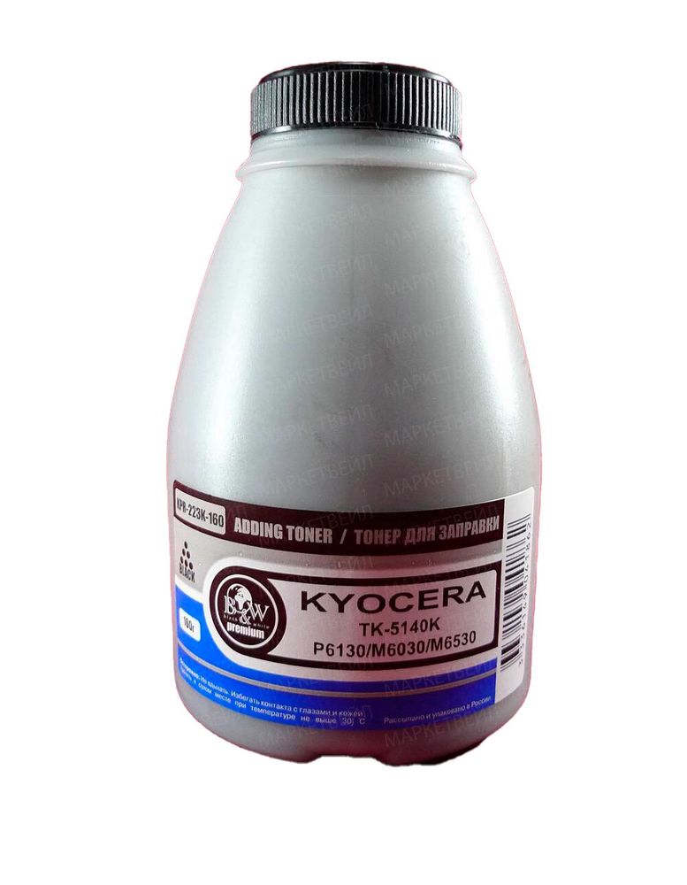 Тонер для Kyocera TK-5140K, P6130/M6030/M6530 Black (фл. 160г) 7K Black&amp;White Premium