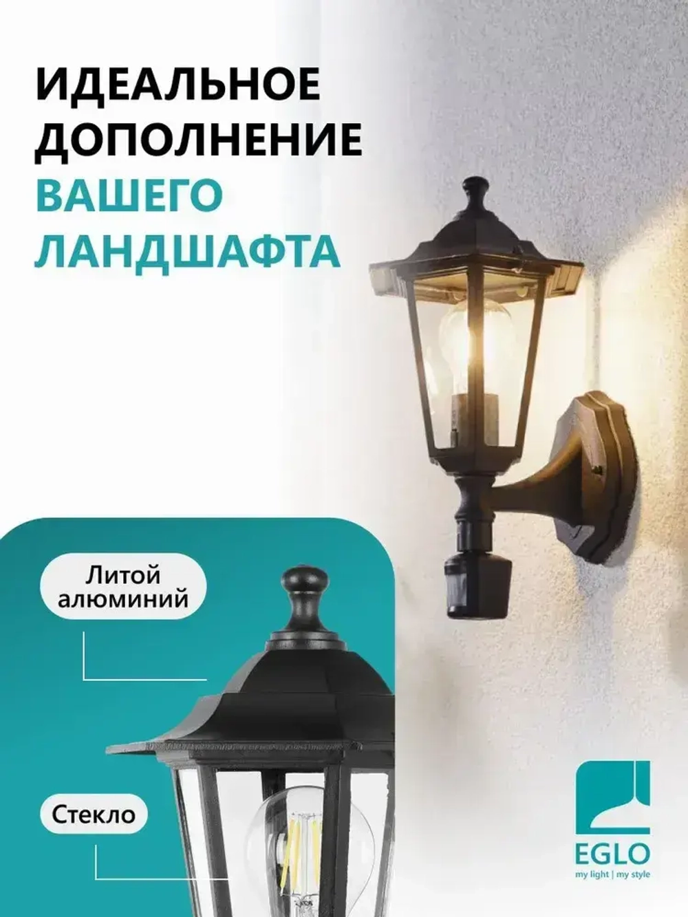 22469 Светильник уличный настенный с датчиком движения EGLO LATERNA 5