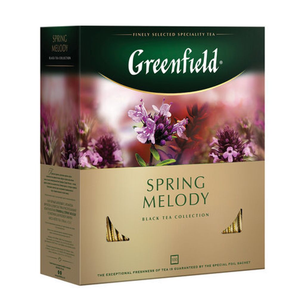 Чай GREENFIELD SPRING MELODY черный пакет. 150 г 100 шт карт.упак.