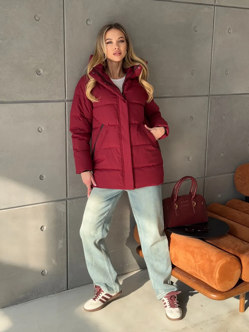 Куртка осенняя капюшоном удлиненная