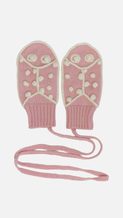 Розовые варежки «Божья коровка»