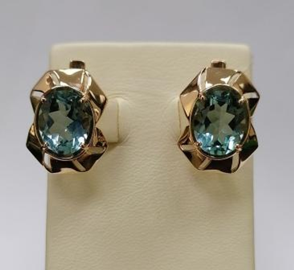 Серьги из золота с аквамарином