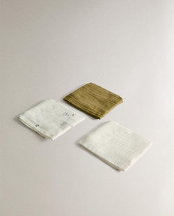 ZARA HOME ДЕТСКИЕ МУСЛИНОВЫЕ САЛФЕТКИ (3 ШТ.), ЭКРЮ