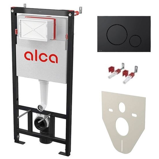 Инсталляция AlcaPlast AM101/1120-4:1 RU M678-0001, кнопка M678 чёрная матовая, с шумоизоляцией