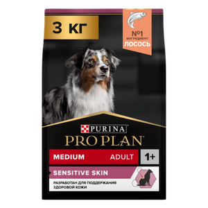 Сухой корм Pro Plan для взрослых собак средних пород с чувствительной кожей, с высоким содержанием лосося
