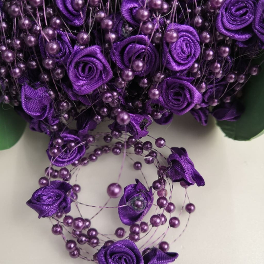 Бусы на леске с розочкой (Фиолетовый)