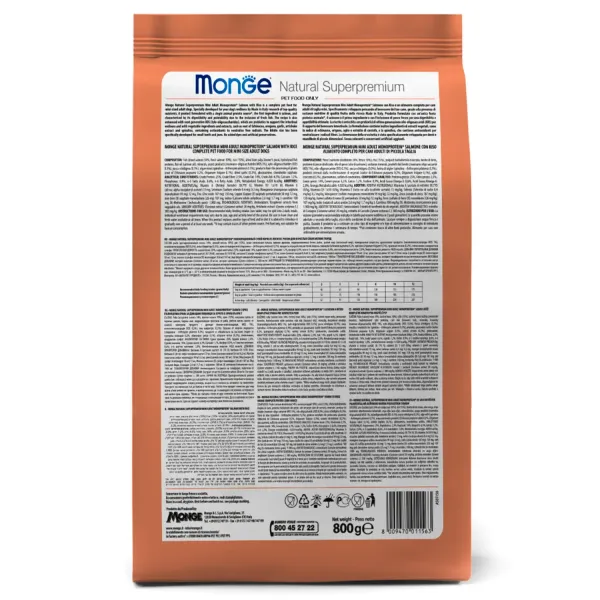 Сухой корм Monge Dog Speciality Line Monoprotein Mini для взрослых собак мелких пород, из лосося с рисом