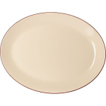 Блюдо «Кларет» овальное;фарфор;,H=25,L=390,B=310мм;бежев.,бордо (Цвет: бежевый)
