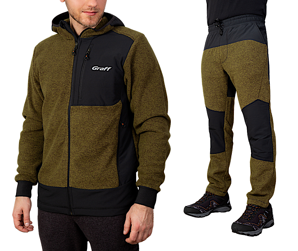 Кофта флисовый Graff 233-P-BL-13 с вставками Коричневые -