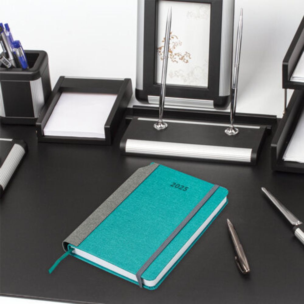 Ежедневник датированный 2025 А5 138x213 мм, BRAUBERG "Mosaic", под кожу, карман для ручки, бирюза, 115837