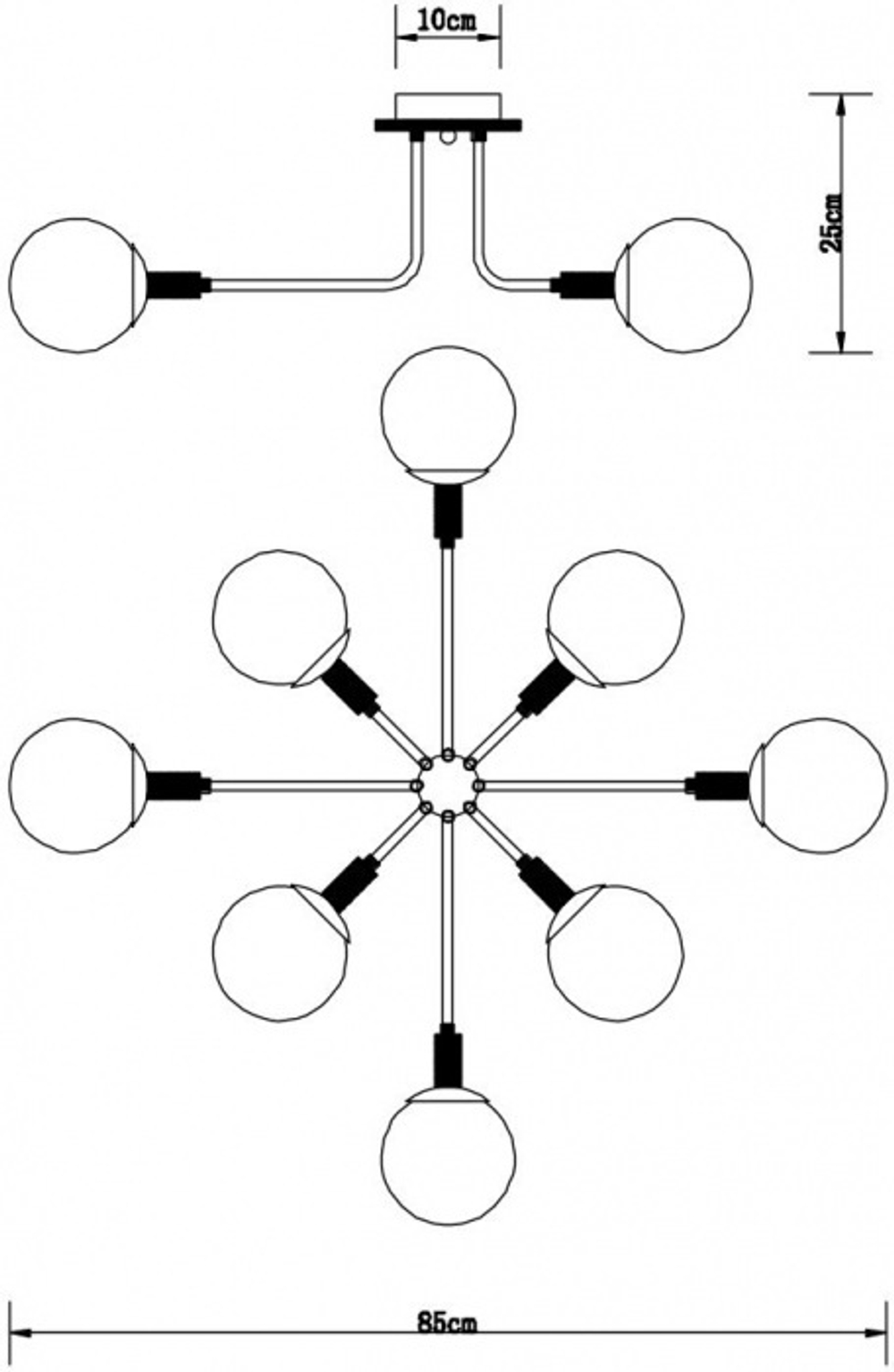 Потолочная люстра Arte Lamp OXFORD A2716PL-8BK
