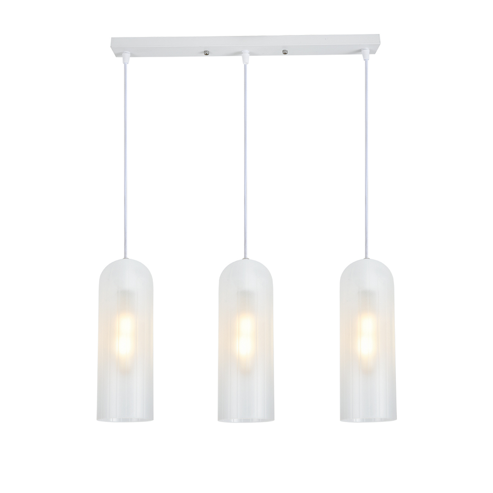 Подвесной светильник 3x40Вт E27, металл/стекло, белый