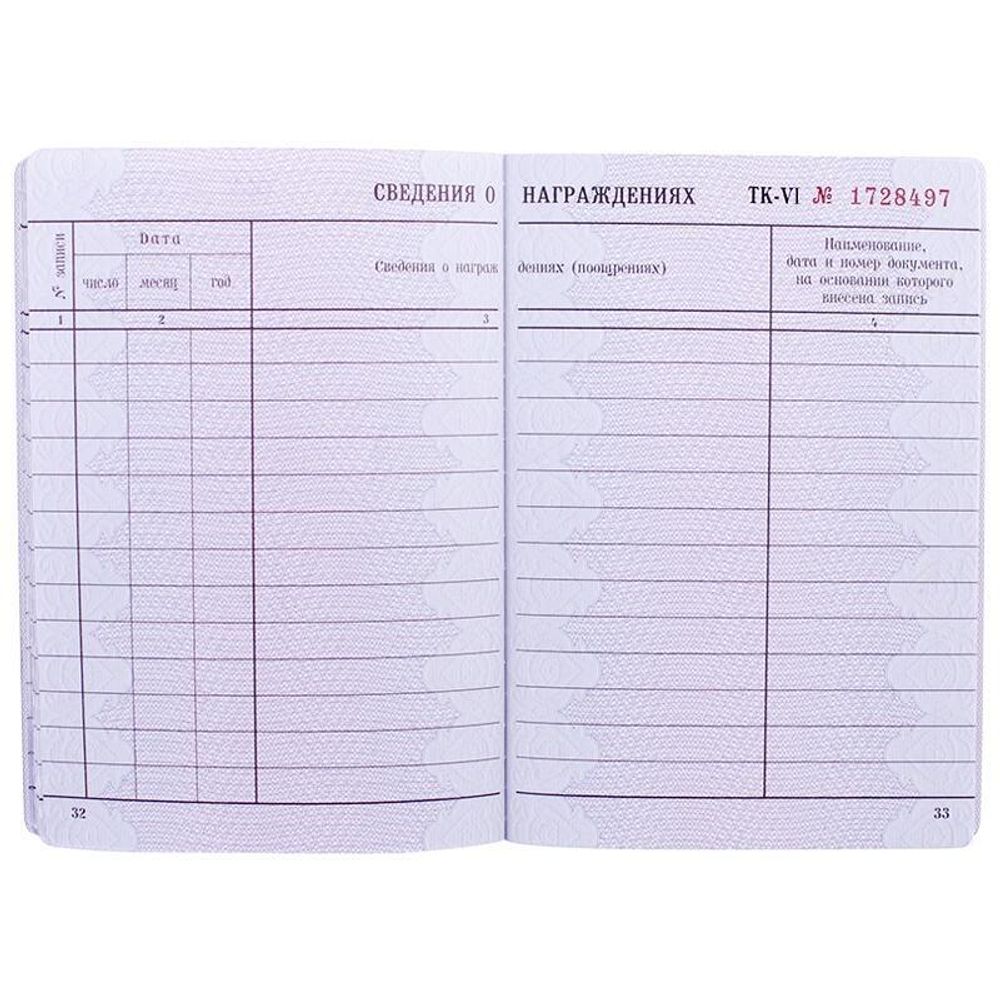 Бланк Трудовая книжка РФ