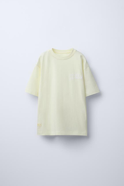 ZARA ФУТБОЛКА С РЕЛЬЕФНОЙ НАДПИСЬЮ, ЖЕЛТЫЙ