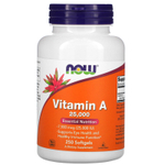 NOW Foods, витамин A, 7500 мкг (25 000 МЕ), 250 капсул